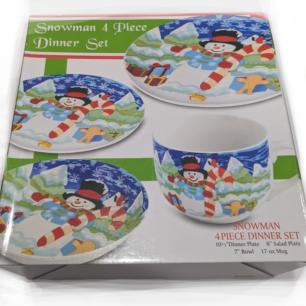 Snowman 4-Piece dinner set ( Christmas Dishes)